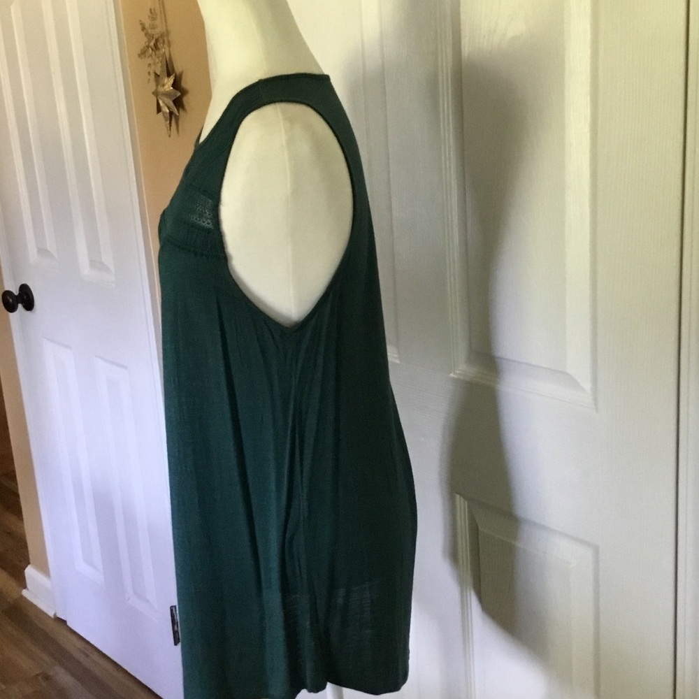 Merona Dark Green Cottage Lace trim Fairycore Sleeveless Tank Size XL - Picture 3 of 8